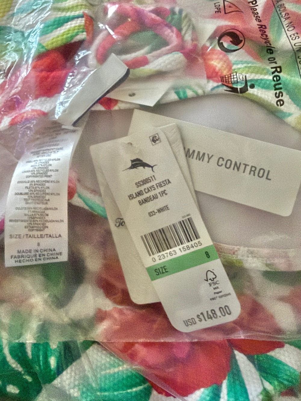 Tommy Bahama Island Cays Fiesta Bandeau One-Piece Swimsuit - Picture 14 of 14